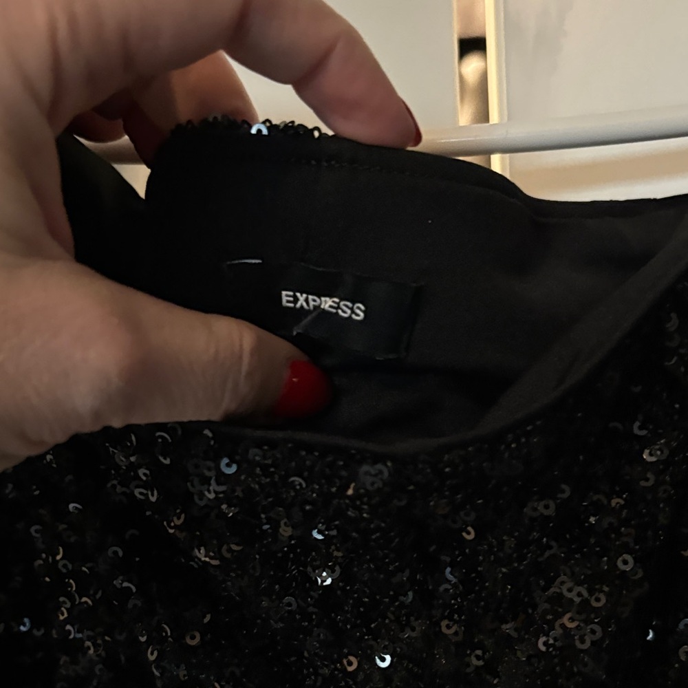 Express Black Sequin Pantsuit - Picture 6 of 7